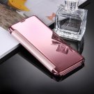 For Galaxy S8 Pink Electroplating Mirror Smart Cover Flip Leather Case