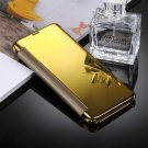 For Galaxy S8 Gold Electroplating Mirror Smart Cover Flip Leather Case