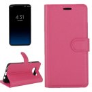 For Galaxy S8 Magenta Litchi Magnetic Leather Case with Holder, Card Slots & Wallet