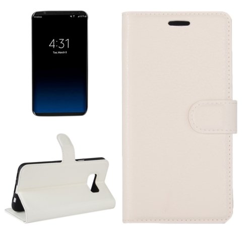 For Galaxy S8 White Litchi Magnetic Leather Case with Holder, Card Slots & Wallet