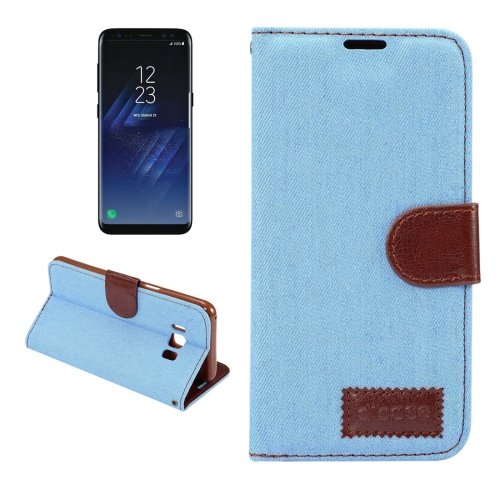 For Galaxy S8 Blue Denim Texture Flip Leather Case with Holder & Card Slots
