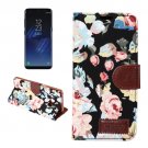 For Galaxy S8 Black Cotton Texture Flip Leather Case with Holder & Card Slots