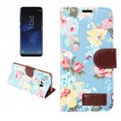 For Galaxy S8 Blue Cotton Texture Flip Leather Case with Holder & Card Slots