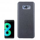 For Galaxy S8 Dark Blue Litchi Texture Paste Skin PU Leather + PC Case
