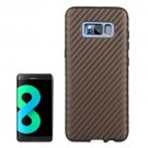 For Galaxy S8 Coffee Carbon Fibre Texture PU Leather Back Cover Case