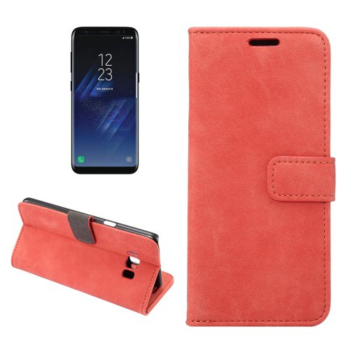 For Galaxy S8 Red Sheep Bar Leather Case with Holder, Card Slots & Wallet