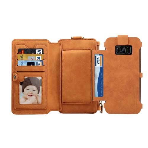 For Galaxy S8 Brown Multi-function Sheep Bar Material Universal Horizontal Flip Case