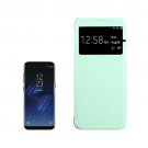 For Galaxy S8 Green PU+PC Lattice Texture Leather Case with Call Display ID