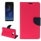 For Galaxy S8 Magenta Cross Texture Leather Case with Card Slots, Holder & Wallet