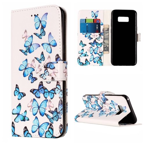 For Galaxy S8 Butterfly Pattern Leather Case with Card Slots, Holder & Wallet