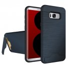 For Galaxy S8 Dark Blue Brushed Separable PC + TPU Case with Holder & Card Slot
