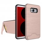 For Galaxy S8 Rose Gold Brushed Separable PC + TPU Case with Holder & Card Slot