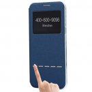 For Galaxy S8+ Dark Blue Frosted Leather Case with Call Display ID ,SlideUnlock Slip & Holder
