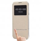 For Galaxy S8+ Gold Frosted Leather Case with Call Display ID ,SlideUnlock Slip & Holder