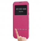 For Galaxy S8+ Magenta Frosted Leather Case with Call Display ID ,SlideUnlock Slip & Holder