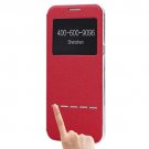 For Galaxy S8+ Red Frosted Leather Case with Call Display ID ,SlideUnlock Slip & Holder