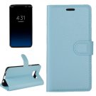 For Galaxy S8+ Blue Litchi Magnetic Leather Case with Holder, Card Slots & Wallet