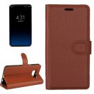For Galaxy S8+ Brown Litchi Magnetic Leather Case with Holder, Card Slots & Wallet