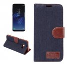 For Galaxy S8+ Black Denim Texture Leather Case with Holder, Card Slots & Wallet