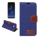 For Galaxy S8+ Dark Blue Denim Texture Leather Case with Holder, Card Slots & Wallet