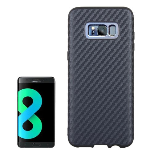 For Galaxy S8+ Dark Blue Carbon Fibre Texture PU Leather Protection Back Cover Case