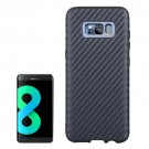 For Galaxy S8+ Dark Blue Carbon Fibre Texture PU Leather Protection Back Cover Case