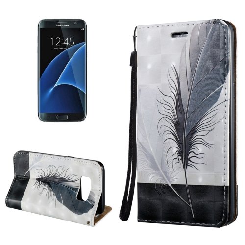 For Galaxy S8+ 3D Feather Magnetic Leather Case with Holder, Card Slots & Lanyard