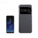 For Galaxy S8+ Black PU+PC Small Lattice Flip Leather Case with Call Display ID