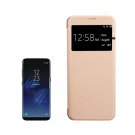 For Galaxy S8+ Brown PU+PC Small Lattice Flip Leather Case with Call Display ID
