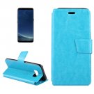 For Galaxy S8+ Blue Crazy Horse Flip Leather Case with Holder & Card Slots