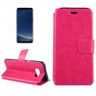For Galaxy S8+ Magenta Crazy Horse Flip Leather Case with Holder & Card Slots