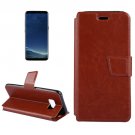 For Galaxy S8+ Brown Crazy Horse Flip Leather Case with Holder & Card Slots