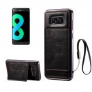 For Galaxy S8+ Black Electroplating Simulated Cortex TPU Paste Skin Case with Card Slots