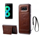 For Galaxy S8+ Coffee Electroplating Simulated Cortex TPU Paste Skin Case with Card Slots