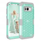 For Galaxy S8+ Green Dropproof 3 in 1 Diamond Silicone sleeve Case