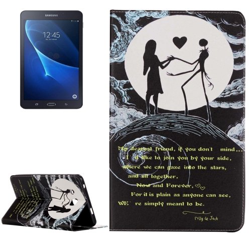For Galaxy Tab A 7.0 Moon Couple Pattern Horizontal Flip Leather Case with Holder