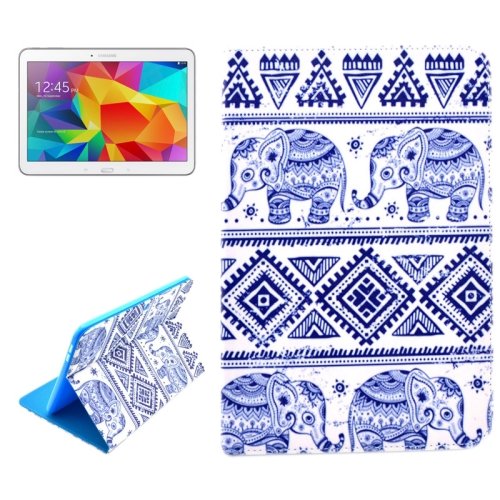 For Galaxy Tab 4 / 10.1 Elephant Pattern Horizontal Flip Leather Case with Holder