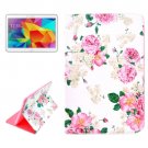 For Galaxy Tab 4 / 10.1 Rose Pattern Horizontal Flip Leather Case with Holder