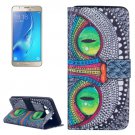 For Galaxy J5 (2016) Cheshire Cat Pattern Leather Case with Holder, Card Slots & Wallet