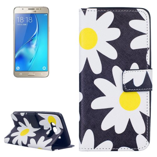 For Galaxy J5 (2016) Daisy Pattern Leather Case with Holder, Card Slots & Wallet