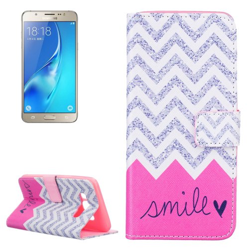 For Galaxy J5 (2016) Smile Pattern Leather Case with Holder, Card Slots & Wallet