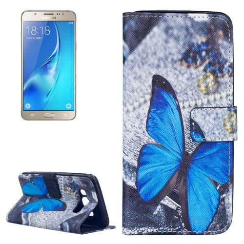 For Galaxy J5 (2016) Butterfly Pattern Leather Case with Holder, Card Slots & Wallet