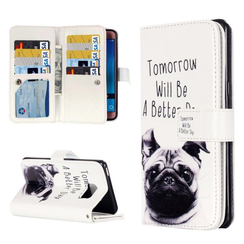 For Galaxy J5 (2016) Lapdog Pattern Flip Leather Case with 9 Card Slots, Wallet & Holder