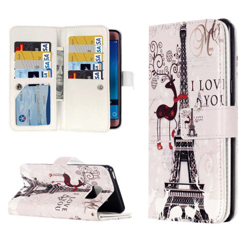 For Galaxy J5 (2016) Deer Pattern Flip Leather Case with 9 Card Slots, Wallet & Holder