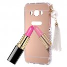 For Galaxy J5 (2016) Rose Gold Diamond Encrusted Electroplating Mirror PC Protective Cover Case