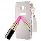For Galaxy J5 (2016) Silver Diamond Encrusted Electroplating Mirror PC Protective Cover Case