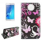 For Galaxy J5 (2016) Butterfly Pattern Flip Leather Case with Holder, Card Slots & Wallet