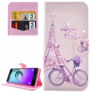 For Galaxy A3(2016) Bicycle Pattern Diamond Encrusted Leather Case with Holder, Wallet & Card Slots