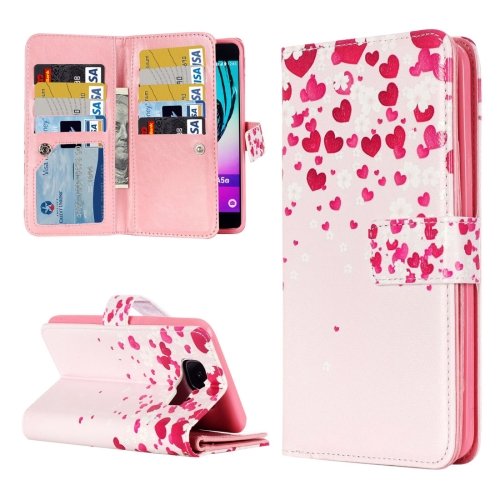 For Galaxy A3(2016) Flower Pattern Flip Leather Case with 9 Card Slots, Wallet & Holder