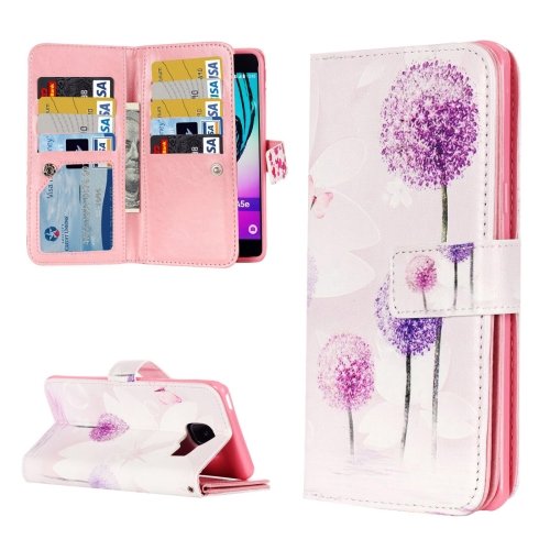 For Galaxy A3(2016) Dandelion Pattern Flip Leather Case with 9 Card Slots, Wallet & Holder